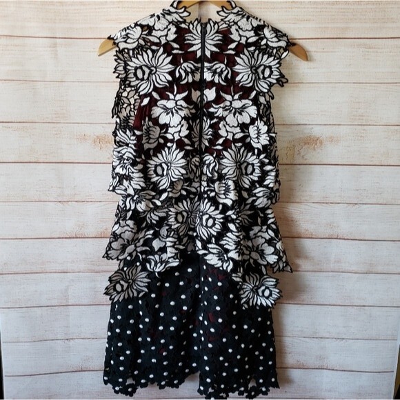 Self-Portrait Millie Layered Guipure Layered Lace Asymmetric Sleeveless Dress - Picture 8 of 12